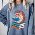 Cool Hedgehog Book Nerd Readers Comfort Colors Sweatshirt Denim Cool Hedgehog Book Nerd Readers Comfort Colors Sweatshirt Denim