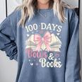 Coquette 100 Days Of Bows Books Reading 100th Day Of School Comfort Colors Sweatshirt Denim Coquette 100 Days Of Bows Books Reading 100th Day Of School Comfort Colors Sweatshirt Denim