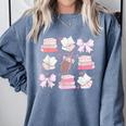 Coquette Bow Book Coffee Valentines Bookish Library Teacher Comfort Colors Sweatshirt Denim
