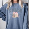 Coquette Bow Book Lover Bookish Coquette Aesthetic Reading Comfort Colors Sweatshirt Denim