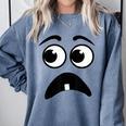 Creepy Face Carrot Halloween Book Character Costume Comfort Colors Sweatshirt Denim