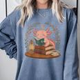 Cute Axolotl Reading Books Cozy Bookworm Comfort Colors Sweatshirt Denim Cute Axolotl Reading Books Cozy Bookworm Comfort Colors Sweatshirt Denim