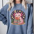 Cute Axolotl Reading Books Cozy Night Aesthetic Comfort Colors Sweatshirt Denim Cute Axolotl Reading Books Cozy Night Aesthetic Comfort Colors Sweatshirt Denim