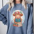 Cute Baby Highland Cow Reading Book Bookworm For Men Women Comfort Colors Sweatshirt Denim Cute Baby Highland Cow Reading Book Bookworm For Men Women Comfort Colors Sweatshirt Denim