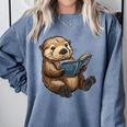 Cute Book Sea Otter Comfort Colors Sweatshirt Denim