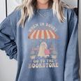 Cute Bookstore Ghost Retro Women Book Lovers Comfort Colors Sweatshirt Denim