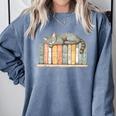 Cute Cat Sleeping On Books Comfort Colors Sweatshirt Denim Cute Cat Sleeping On Books Comfort Colors Sweatshirt Denim