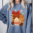 Cute Christmas Books Gingerbread Xmas Book Lover Teacher Comfort Colors Sweatshirt Denim