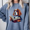 Cute Dog Basset Hound Reading Book Comfort Colors Sweatshirt Denim Cute Dog Basset Hound Reading Book Comfort Colors Sweatshirt Denim