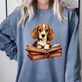 Cute Dog Beagle Reading Book Comfort Colors Sweatshirt Denim Cute Dog Beagle Reading Book Comfort Colors Sweatshirt Denim