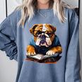 Cute Dog English Bulldog Reading Book Comfort Colors Sweatshirt Denim Cute Dog English Bulldog Reading Book Comfort Colors Sweatshirt Denim