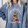 Cute Dragon Reading Book Bookworm Dragon And Books For Women Comfort Colors Sweatshirt Denim