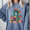 Cute Dragon Reading a Book Bookworm For Men Women Kid Comfort Colors Sweatshirt Denim Cute Dragon Reading a Book Bookworm For Men Women Kid Comfort Colors Sweatshirt Denim