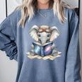 Cute Elephant Reading Universe Book Comfort Colors Sweatshirt Denim