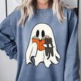 Cute Ghost Cat Reading Book Spooky Season Halloween Costume Comfort Colors Sweatshirt Denim