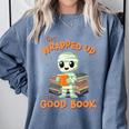 Cute Halloween Teacher Librarian Mummy Reading Books Comfort Colors Sweatshirt Denim Cute Halloween Teacher Librarian Mummy Reading Books Comfort Colors Sweatshirt Denim