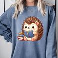 Cute Hedgehog Book Lover Readers Animal Reading Comfort Colors Sweatshirt Denim