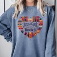Cute Just A Girl Who Loves Books Heart Shape Reader Comfort Colors Sweatshirt Denim