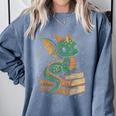 Cute Kawaii Dragon Fantasy Book Lover Book Nerd Comfort Colors Sweatshirt Denim Cute Kawaii Dragon Fantasy Book Lover Book Nerd Comfort Colors Sweatshirt Denim