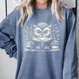 Cute Owl Reading Book Graphic Art Comfort Colors Sweatshirt Denim