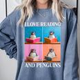 Cute Penguin Reading Book School Librarian Teacher Student Comfort Colors Sweatshirt Denim