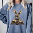Cute Rabbit Bunny Book Lover Comfort Colors Sweatshirt Denim