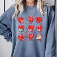 Cute Reading Hearts Valentine Day Book Lover Teacher Student Comfort Colors Sweatshirt Denim