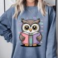 Cute Reading Owl Book Lover Teacher Librarian Bookworm Comfort Colors Sweatshirt Denim Cute Reading Owl Book Lover Teacher Librarian Bookworm Comfort Colors Sweatshirt Denim