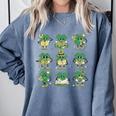 Cute Shamrock Reading Books St Patrick's Day Teacher Reading Comfort Colors Sweatshirt Denim Cute Shamrock Reading Books St Patrick's Day Teacher Reading Comfort Colors Sweatshirt Denim