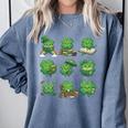 Cute Shamrock Reading St Patricks Day Teacher Book Lovers Comfort Colors Sweatshirt Denim