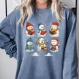 Cute Snowman Reading Books Christmas Winter Book Lover Comfort Colors Sweatshirt Denim