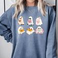 Cute Spooky Reading Book Halloween Fall Ghost Autumn Comfort Colors Sweatshirt Denim