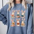 Cute Teacher Bunny Rabbit Reading Easter Bunnies Book Lovers Comfort Colors Sweatshirt Denim
