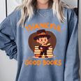 Cute Thanksgiving Teacher Librarian Thankful Reading Books Comfort Colors Sweatshirt Denim
