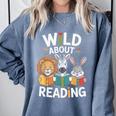 Cute Wildlife Zoo Animals For Book Reader Bookworms Comfort Colors Sweatshirt Denim