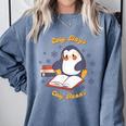 Cute Xmas Book Lover Penguin Reading Cosy Days Cosy Reads Comfort Colors Sweatshirt Denim