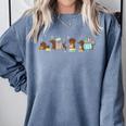 Dachshund Book Lover Reading Wiener Dog 100 Days Of School Comfort Colors Sweatshirt Denim