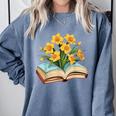 Daffodils Flowers Book Floral Comfort Colors Sweatshirt Denim