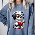 Dalmatian Reading a Book Dog Comfort Colors Sweatshirt Denim