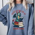Dark Romance Romantasy Easily Distracted By Dragons & Books Comfort Colors Sweatshirt Denim