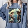 David And Goliath Bible Book Of Samuel King David Comic Comfort Colors Sweatshirt Denim