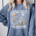 Dead Set On Reading Skeleton Halloween Book Lover Comfort Colors Sweatshirt Denim Dead Set On Reading Skeleton Halloween Book Lover Comfort Colors Sweatshirt Denim