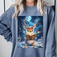 Deer Reads Book Women Girls Reindeer Comfort Colors Sweatshirt Denim