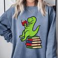 Dino Reading Read Reading Librarian Book Men Boys Kids Comfort Colors Sweatshirt Denim Dino Reading Read Reading Librarian Book Men Boys Kids Comfort Colors Sweatshirt Denim