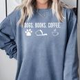Dogs Books Coffee Coffee Dogs Lover Reading Books Comfort Colors Sweatshirt Denim