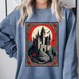 Dracula's Castle Book Cover Illustration Comfort Colors Sweatshirt Denim