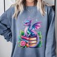 Dragon Book Fantasy Reading Comfort Colors Sweatshirt Denim Dragon Book Fantasy Reading Comfort Colors Sweatshirt Denim