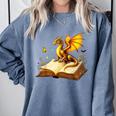 Dragon Fantasy Book Lover Bookish Reader Bookworm Wildflower Comfort Colors Sweatshirt Denim Dragon Fantasy Book Lover Bookish Reader Bookworm Wildflower Comfort Colors Sweatshirt Denim