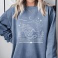 Dragon Flying Out Of Book Lover Bookworm Fantasy Novels Comfort Colors Sweatshirt Denim