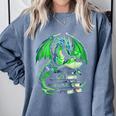Dragon Reading Books Bookworm Comfort Colors Sweatshirt Denim
